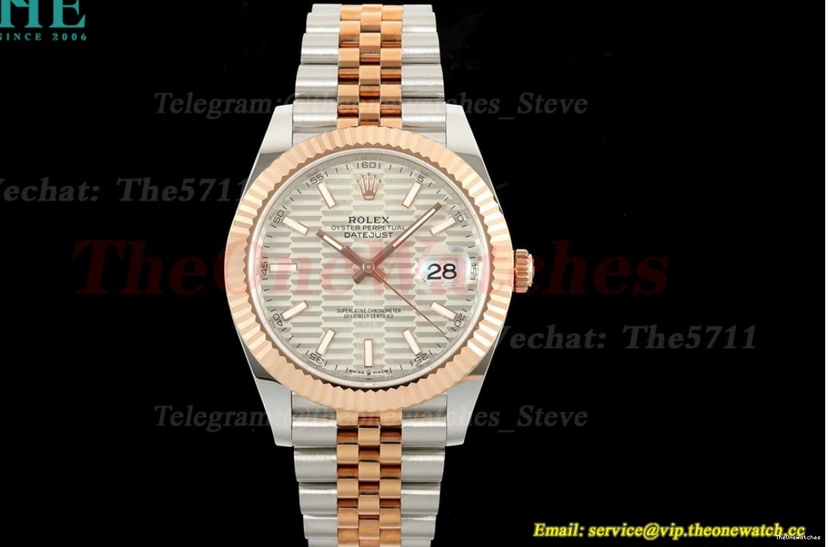 126331 A3235 Datejust Silver EWEF Textured 41mm Jub Stk SS RG 0325